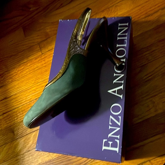 Vintage Enzo Angiolini Shoes for Women jade and gold slingbacks - Picture 6 of 10